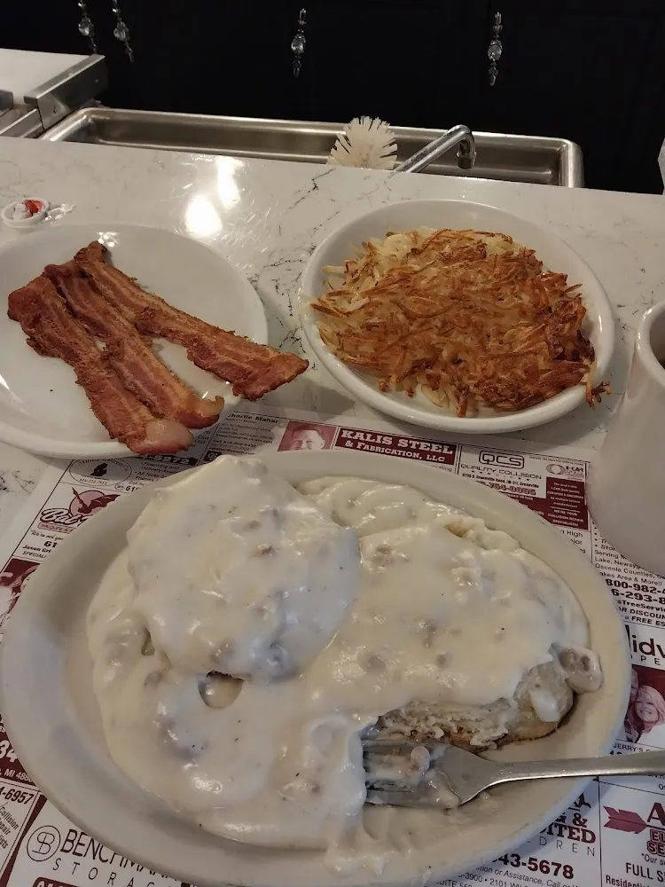 Sausage Biscuits and Gravy Side of Hashbrowns & Bacon